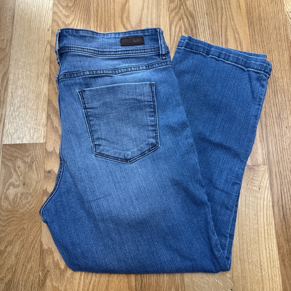 KUT from the Kloth Fab Ab High Rise Crop Straight Leg Jeans Stretch Sz 12